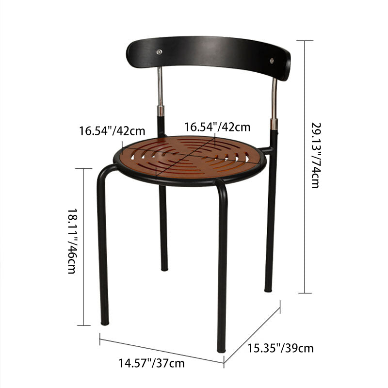 Contemporary Scandinavian Round Fabric Iron Frame Dining Chair Arc Back For Dining Room