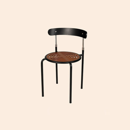 Contemporary Scandinavian Round Fabric Iron Frame Dining Chair Arc Back For Dining Room