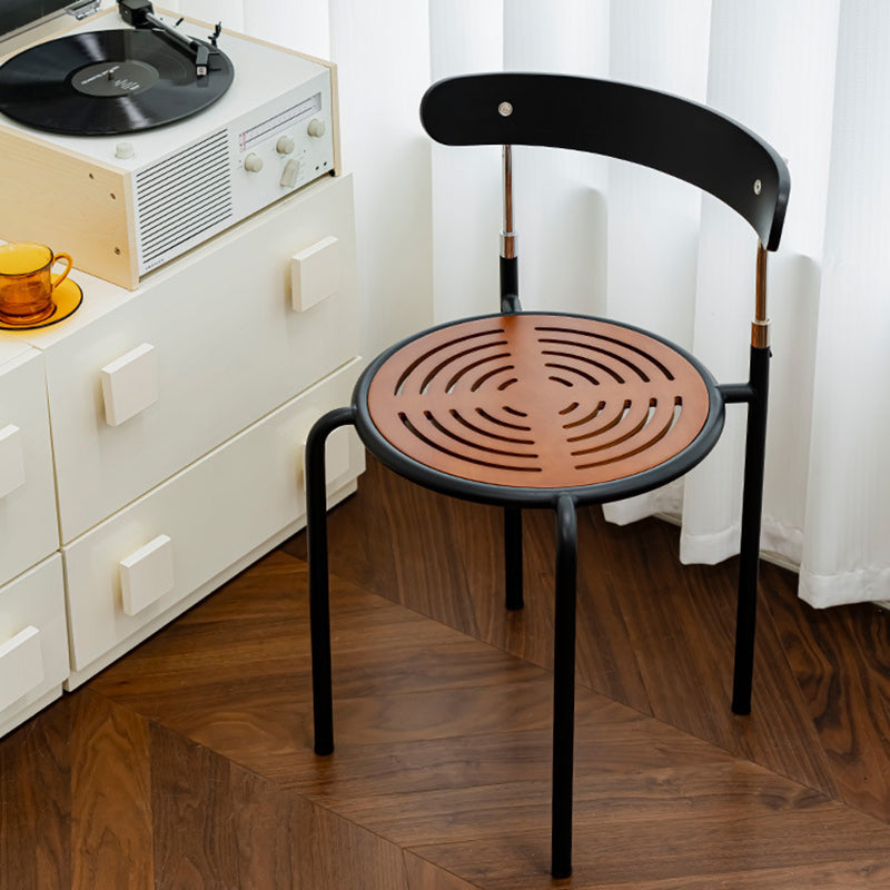 Contemporary Scandinavian Round Fabric Iron Frame Dining Chair Arc Back For Dining Room