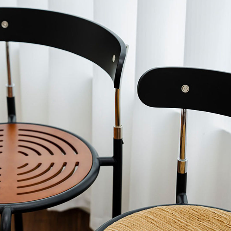 Contemporary Scandinavian Round Fabric Iron Frame Dining Chair Arc Back For Dining Room