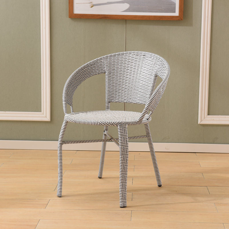 Contemporary Scandinavian Curved PE Imitation Rattan Stackable Dining Chair Backrest For Dining Room