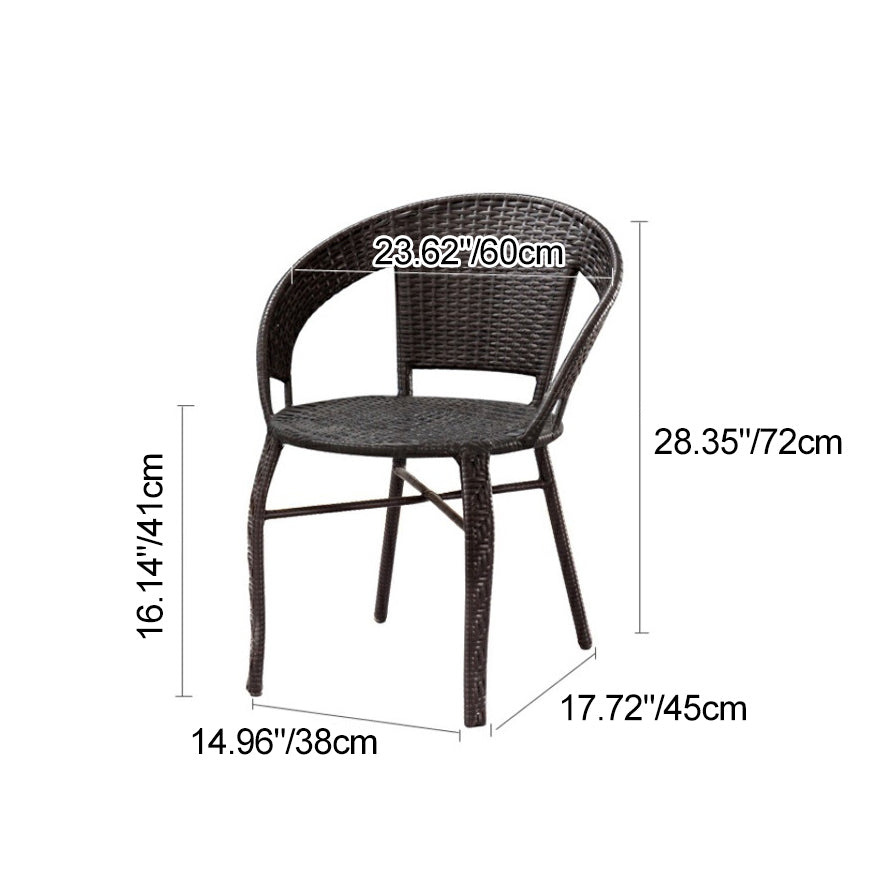 Contemporary Scandinavian Curved PE Imitation Rattan Stackable Dining Chair Backrest For Dining Room
