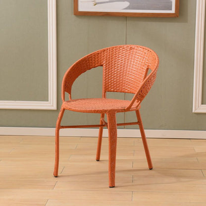 Contemporary Scandinavian Curved PE Imitation Rattan Stackable Dining Chair Backrest For Dining Room