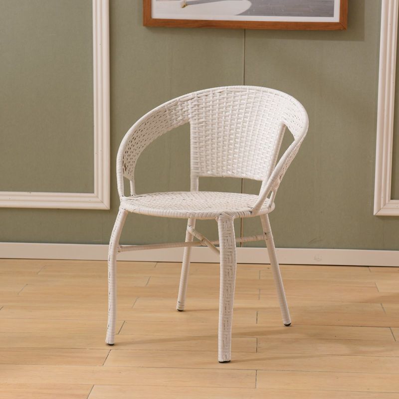 Contemporary Scandinavian Curved PE Imitation Rattan Stackable Dining Chair Backrest For Dining Room