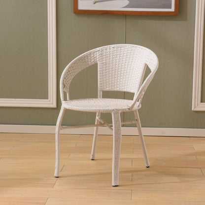 Contemporary Scandinavian Curved PE Imitation Rattan Stackable Dining Chair Backrest For Dining Room