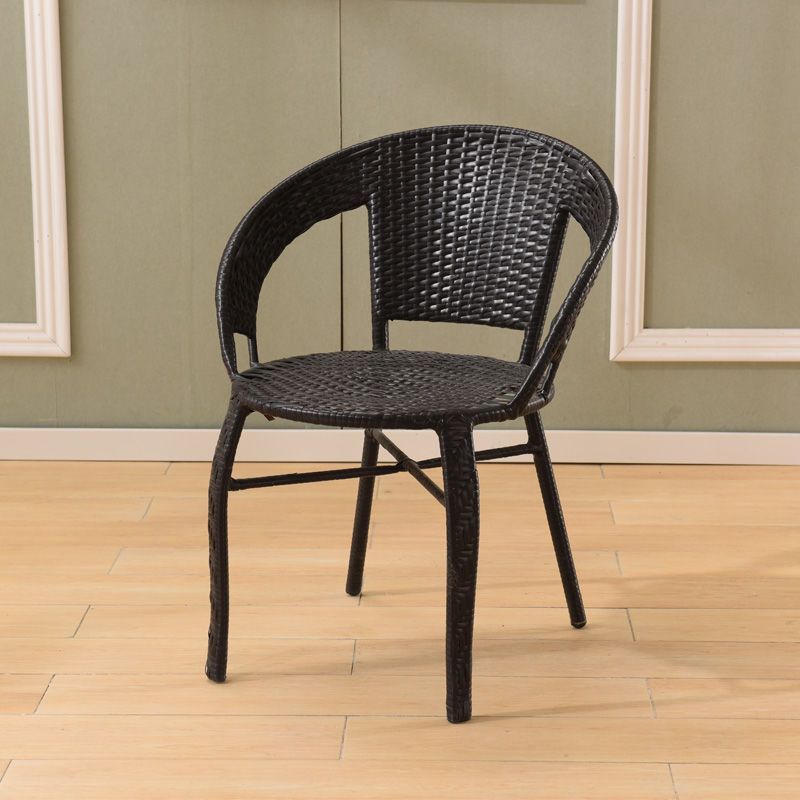 Contemporary Scandinavian Curved PE Imitation Rattan Stackable Dining Chair Backrest For Dining Room