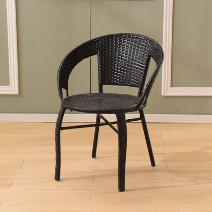 Contemporary Scandinavian Curved PE Imitation Rattan Stackable Dining Chair Backrest For Dining Room
