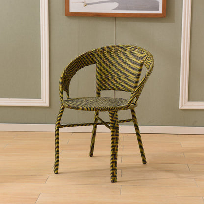 Contemporary Scandinavian Curved PE Imitation Rattan Stackable Dining Chair Backrest For Dining Room