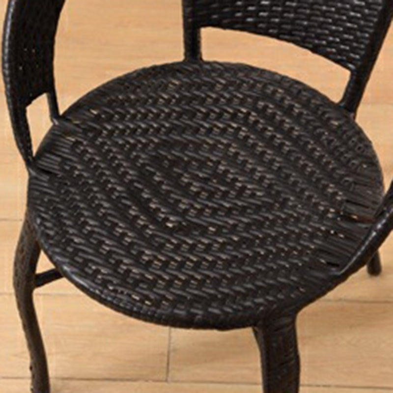 Contemporary Scandinavian Curved PE Imitation Rattan Stackable Dining Chair Backrest For Dining Room