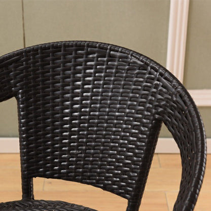Contemporary Scandinavian Curved PE Imitation Rattan Stackable Dining Chair Backrest For Dining Room