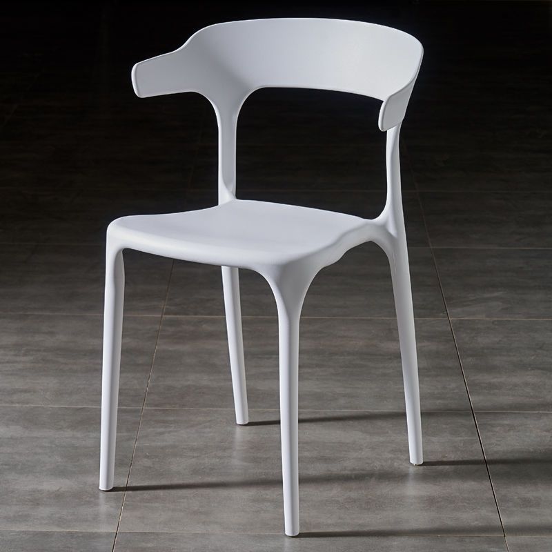Contemporary Scandinavian Square Plastic Stackable Dining Chair Arc Backrest For Dining Room