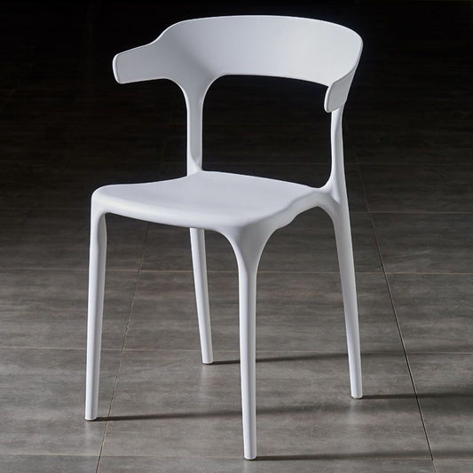 Contemporary Scandinavian Square Plastic Stackable Dining Chair Arc Backrest For Dining Room