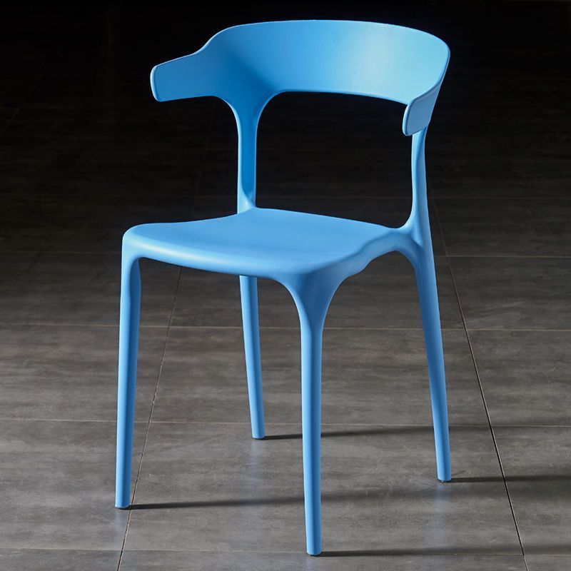 Contemporary Scandinavian Square Plastic Stackable Dining Chair Arc Backrest For Dining Room