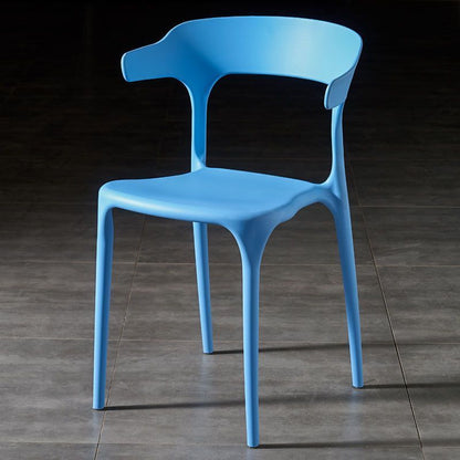 Contemporary Scandinavian Square Plastic Stackable Dining Chair Arc Backrest For Dining Room