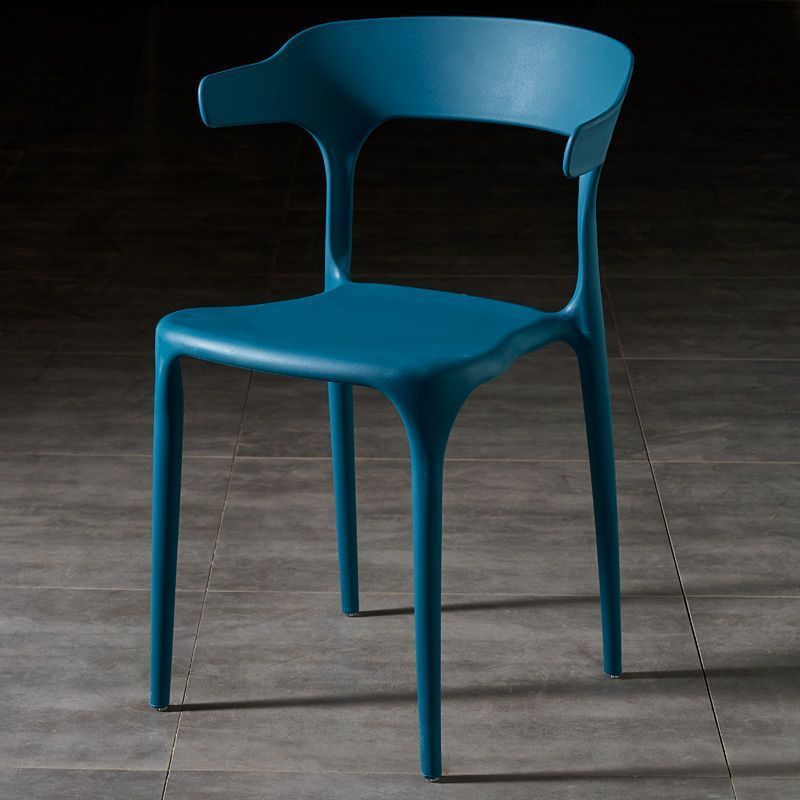Contemporary Scandinavian Square Plastic Stackable Dining Chair Arc Backrest For Dining Room