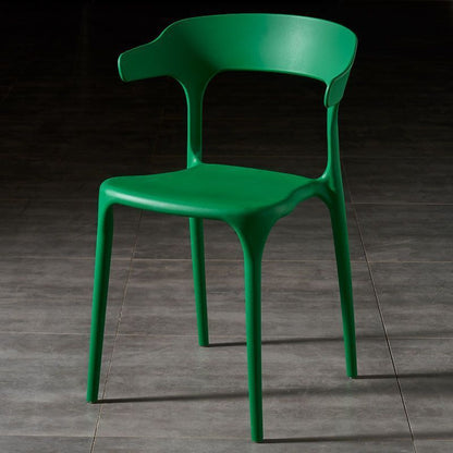 Contemporary Scandinavian Square Plastic Stackable Dining Chair Arc Backrest For Dining Room