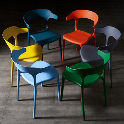 Contemporary Scandinavian Square Plastic Stackable Dining Chair Arc Backrest For Dining Room