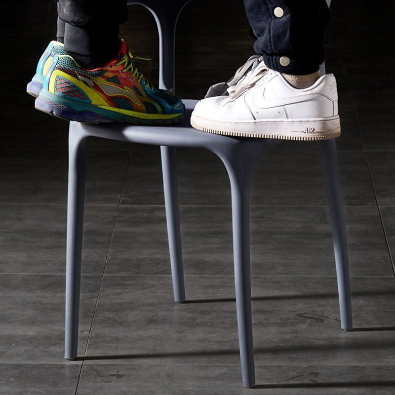 Contemporary Scandinavian Square Plastic Stackable Dining Chair Arc Backrest For Dining Room