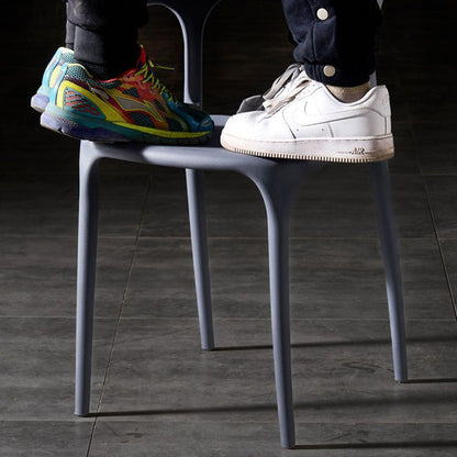 Contemporary Scandinavian Square Plastic Stackable Dining Chair Arc Backrest For Dining Room