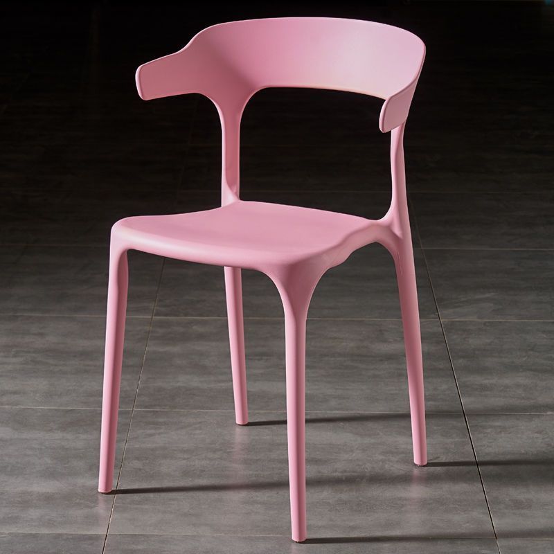 Contemporary Scandinavian Square Plastic Stackable Dining Chair Arc Backrest For Dining Room