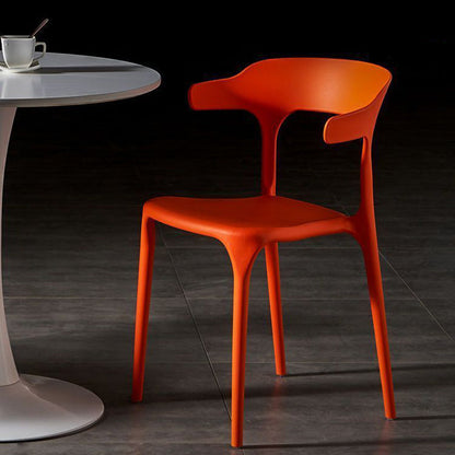 Contemporary Scandinavian Square Plastic Stackable Dining Chair Arc Backrest For Dining Room
