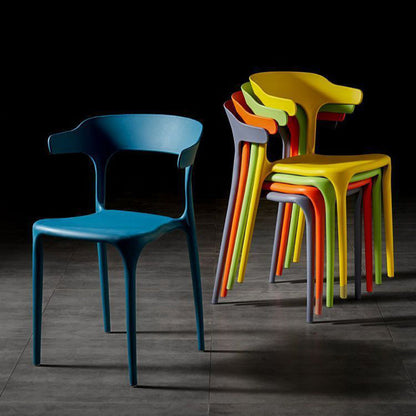 Contemporary Scandinavian Square Plastic Stackable Dining Chair Arc Backrest For Dining Room