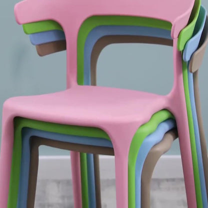 Contemporary Scandinavian Square Plastic Stackable Dining Chair Arc Backrest For Dining Room