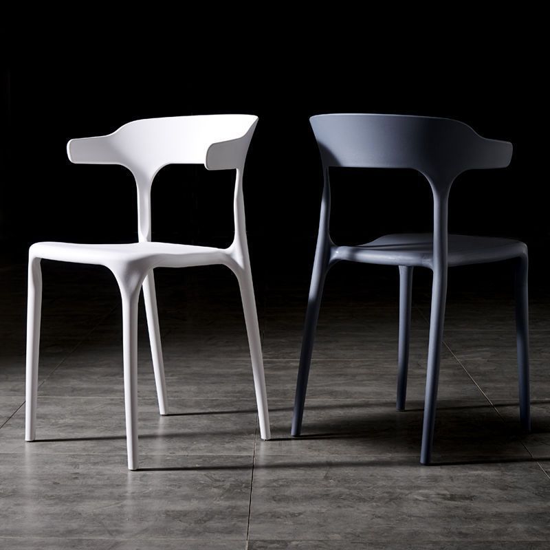 Contemporary Scandinavian Square Plastic Stackable Dining Chair Arc Backrest For Dining Room