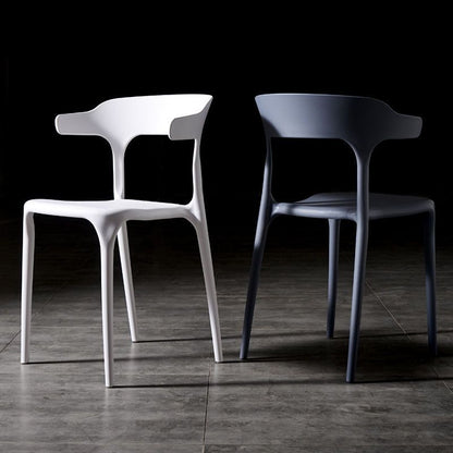 Contemporary Scandinavian Square Plastic Stackable Dining Chair Arc Backrest For Dining Room
