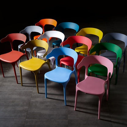 Contemporary Scandinavian Square Plastic Stackable Dining Chair Arc Backrest For Dining Room