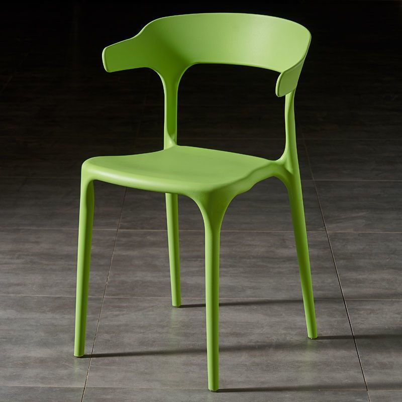 Contemporary Scandinavian Square Plastic Stackable Dining Chair Arc Backrest For Dining Room