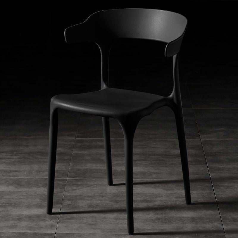 Contemporary Scandinavian Square Plastic Stackable Dining Chair Arc Backrest For Dining Room