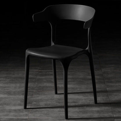 Contemporary Scandinavian Square Plastic Stackable Dining Chair Arc Backrest For Dining Room