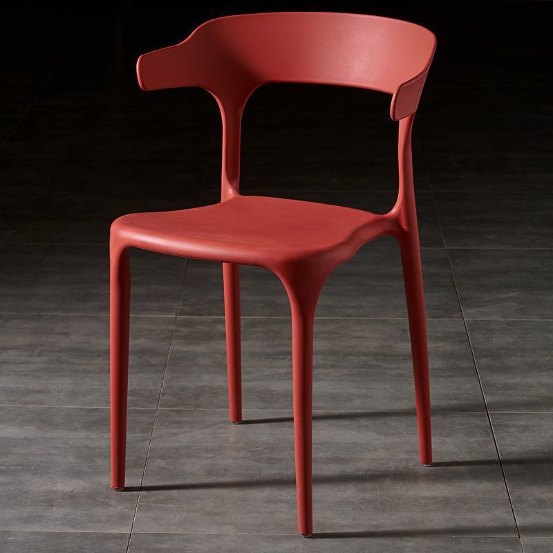 Contemporary Scandinavian Square Plastic Stackable Dining Chair Arc Backrest For Dining Room