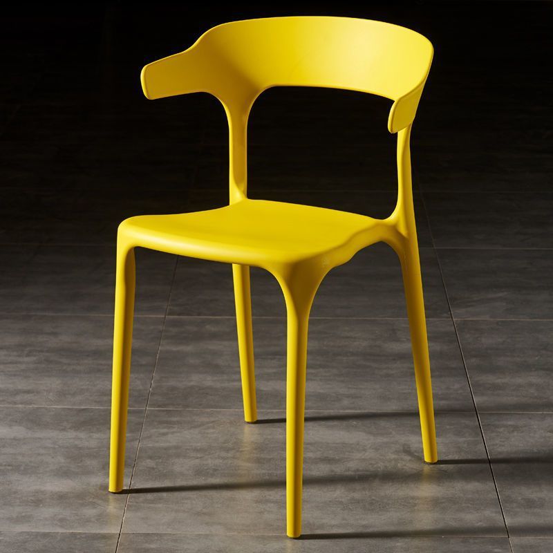 Contemporary Scandinavian Square Plastic Stackable Dining Chair Arc Backrest For Dining Room