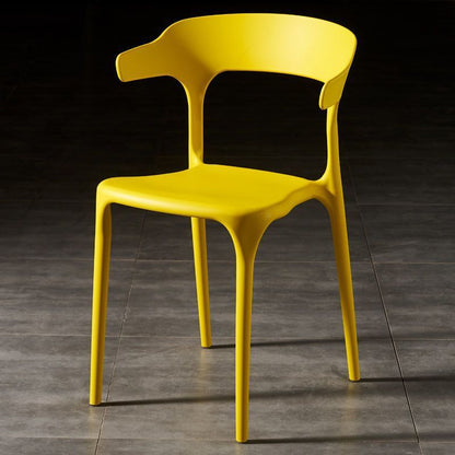 Contemporary Scandinavian Square Plastic Stackable Dining Chair Arc Backrest For Dining Room