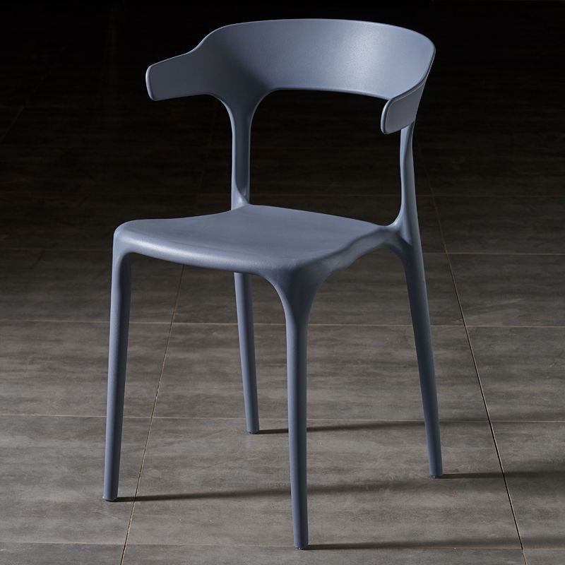 Contemporary Scandinavian Square Plastic Stackable Dining Chair Arc Backrest For Dining Room