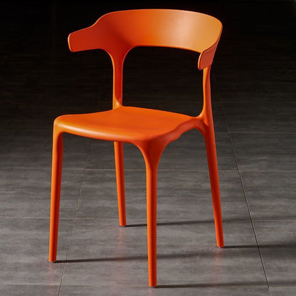 Contemporary Scandinavian Square Plastic Stackable Dining Chair Arc Backrest For Dining Room