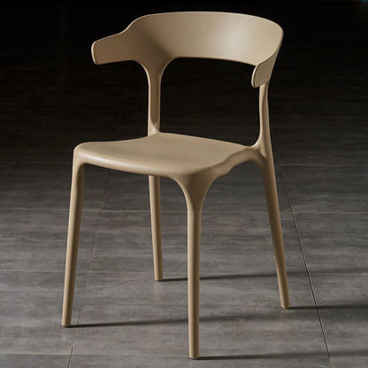 Contemporary Scandinavian Square Plastic Stackable Dining Chair Arc Backrest For Dining Room