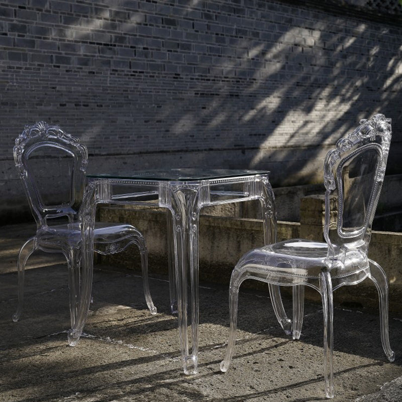 Contemporary Simplicity Square Plastic Stackable Dining Chair Backrest For Dining Room