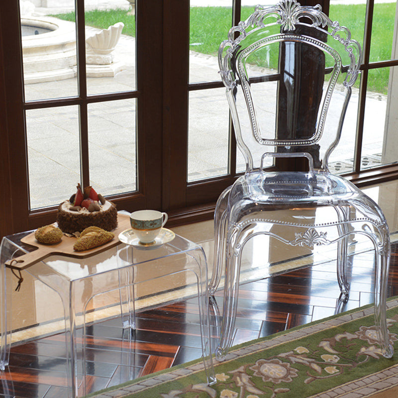 Contemporary Simplicity Square Plastic Stackable Dining Chair Backrest For Dining Room