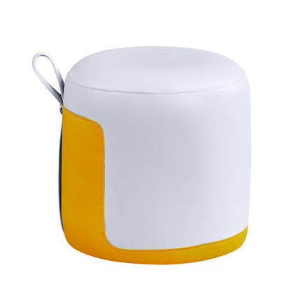 Contemporary Scandinavian Round Cat Paw Leather Solid Wood Frame Portable Low Stool For Bedroom