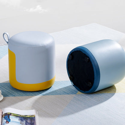 Contemporary Scandinavian Round Cat Paw Leather Solid Wood Frame Portable Low Stool For Bedroom