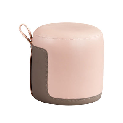 Contemporary Scandinavian Round Cat Paw Leather Solid Wood Frame Portable Low Stool For Bedroom