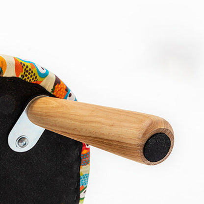 Contemporary Creative Cartoon Animal Pattern Fabric Solid Wood Low Stool For Bedroom