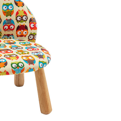 Contemporary Creative Cartoon Animal Pattern Fabric Solid Wood Low Stool For Bedroom
