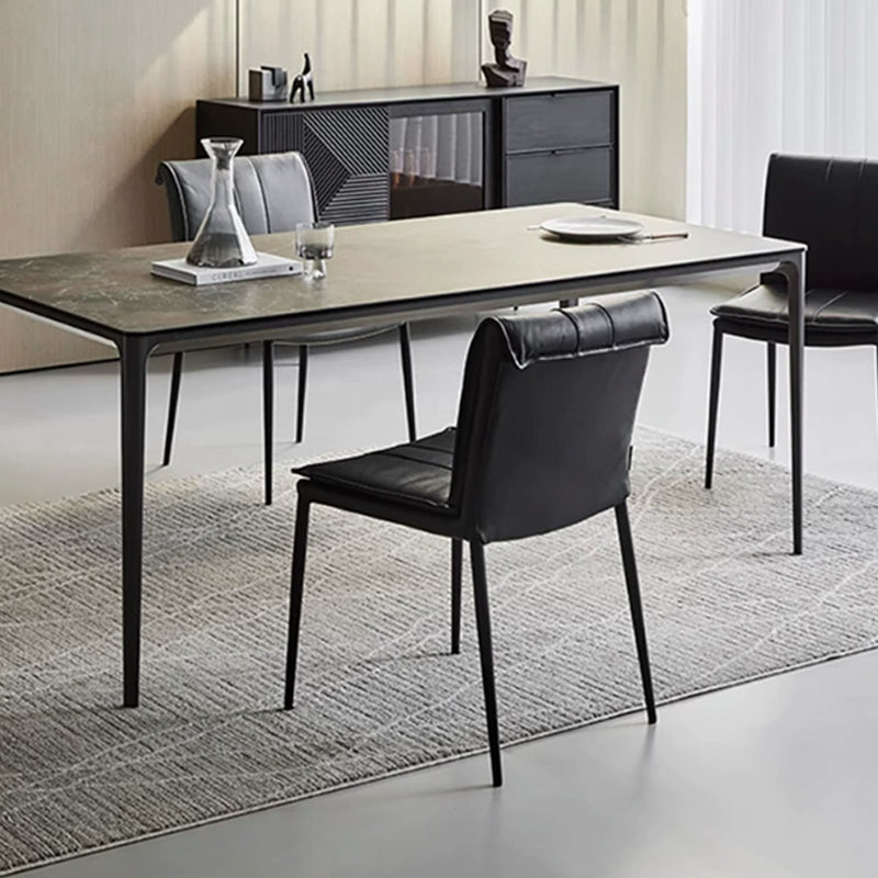 Contemporary Simplicity Square Artificial Leather Iron Dining Chair Backrest For Dining Room