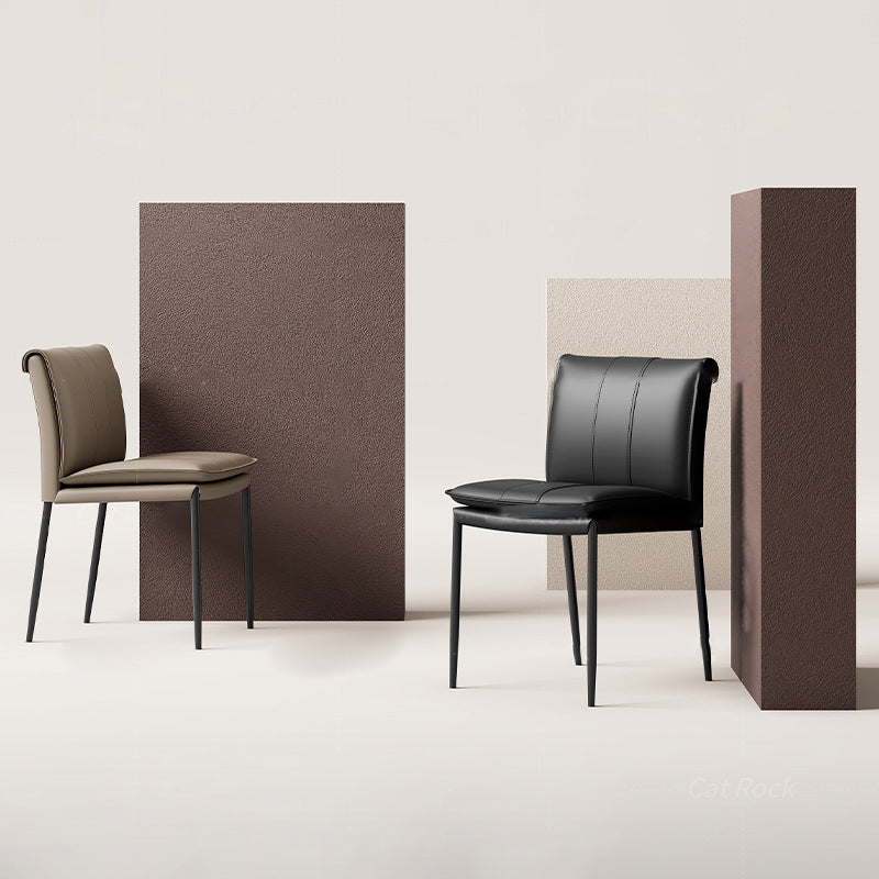 Contemporary Simplicity Square Artificial Leather Iron Dining Chair Backrest For Dining Room