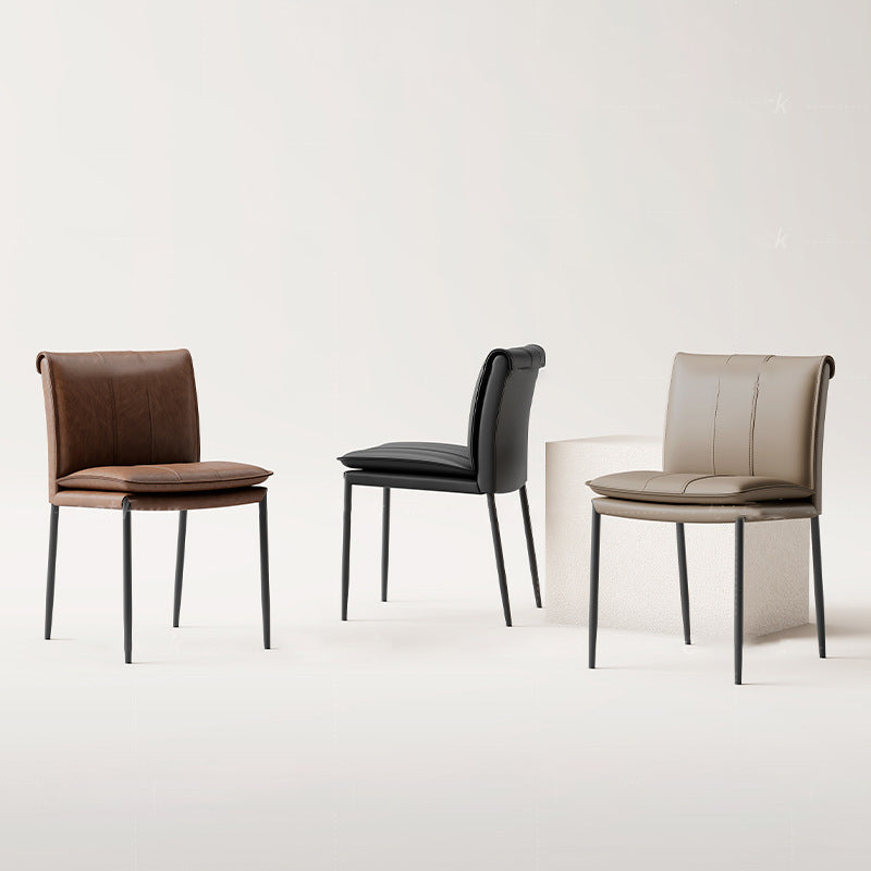 Contemporary Simplicity Square Artificial Leather Iron Dining Chair Backrest For Dining Room