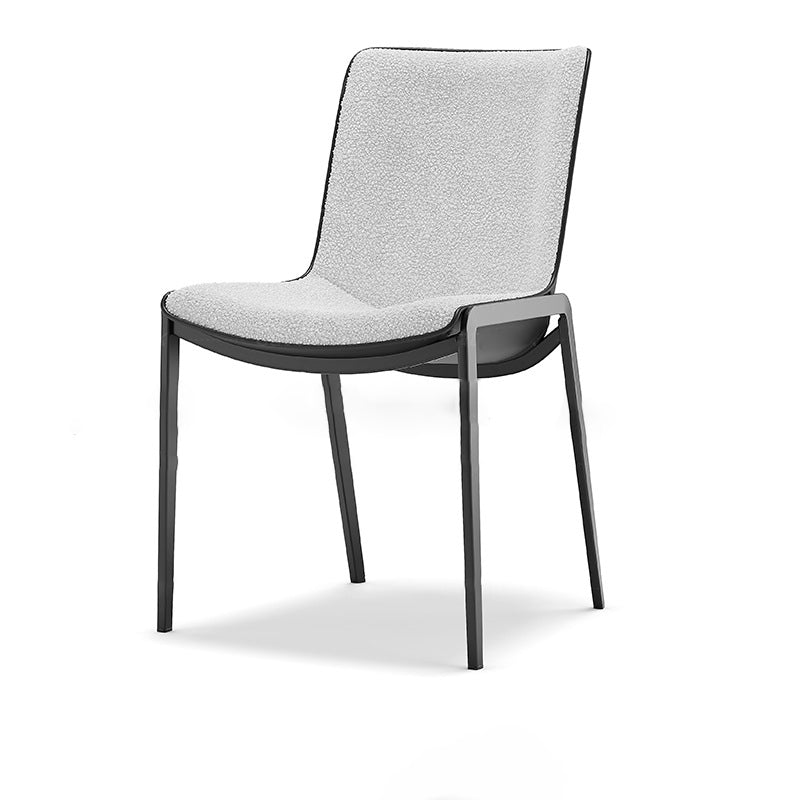 Contemporary Luxury Square Lambswool Carbon Steel Frame Dining Chair Backrest For Dining Room
